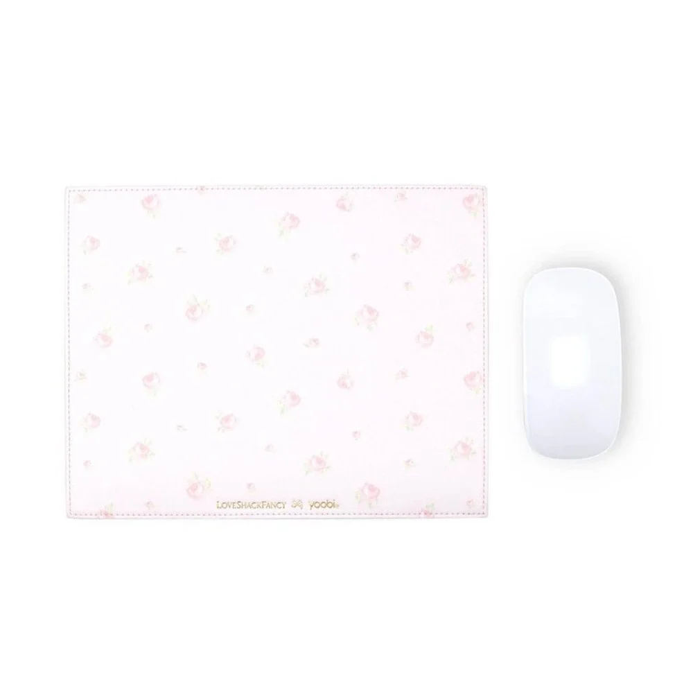 LoveShackFancy x Yoobi Mouse Pad Pink Floral Rose Print Cottagecore New